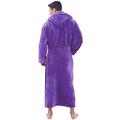 Men's Bathrobe with Hood Microfibre Dressing Gown with Hood for Winter Autumn Bathrobe Coat Sauna Gown Kimono Sleepwear with Belt Warm Home Clothing, Purple, XXXXXL