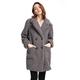 Women Grey Faux Fur Sherpa Coat Double Breasted Faux Fur Pea Coat Women Teddy Long Coat Women Winter Shearling Coat Women Casual Overcoat Women Long Warm Outerwear Women Shaggy Fluffy Fuzzy Coat L