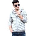 Mens Down Jacket with Hood Down Coat Lightweight Puffer Jacket Mens Hooded Ultra Light Packable Down Filled Jackets Men's Stand Collar Padded Puffa Quilted Jackets Bubble Coats Downs Parka Grey 3XL