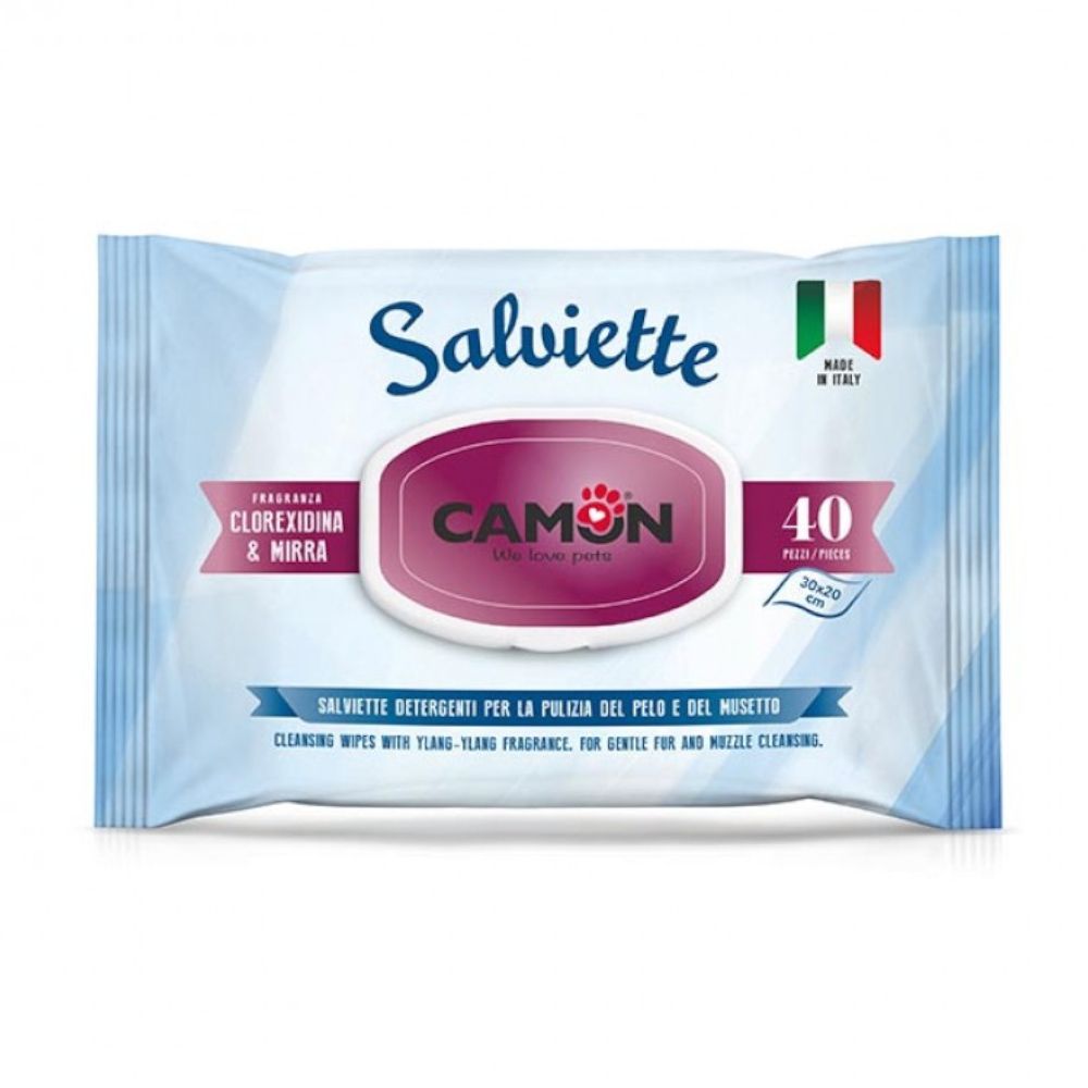 Salviette Camon Clorexidina e Mirra per cani - Set %: 6 x 40 pz