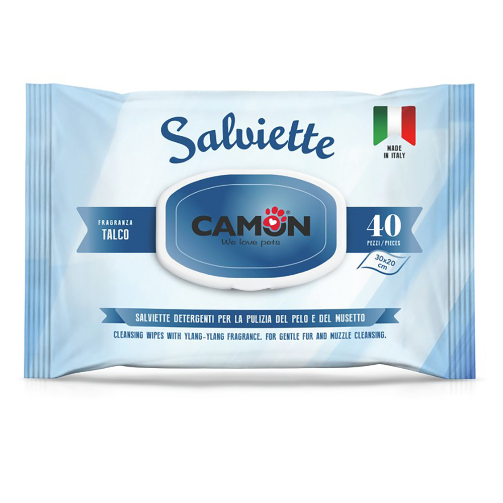 Salviette Camon Talco per la cura del pelo di cani e gatti - Set %: 12 x 40 pz