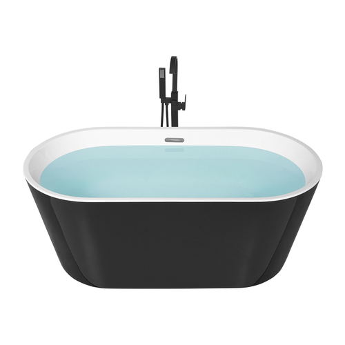 Freistehende Badewanne Schwarz-Weiß 150 x 75 cm Acryl Oval Badezimmer