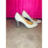 J. Crew Shoes | J Crew - Suede Glitter Heels | Color: Gray/Silver | Size: 8