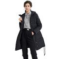 Orolay Womens Thickened Hooded Down Jacket Mid-Length Puffer Coat Black L