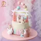 Décoration de Gâteau d'Anniversaire pour Fille et Animal Torche de Lapin et Cerf Décor de