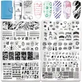 10 Pcs Nail Plaques + Clair Gelée Silicone Nail Art Stamper Scraper Nail Art Stamping modèle Image