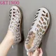 GKTINOO-Chaussures creuses en cuir véritable pour femmes sandales décontractées baskets plates
