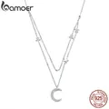 BAMOER – collier en argent Sterling 925 avec pendentif lune et étoile pour femme bijoux à Double