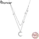 BAMOER – collier en argent Sterling 925 avec pendentif lune et étoile pour femme bijoux à Double