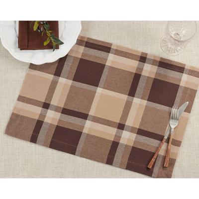 Cotton Placemats With Plaid Design