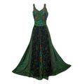 Doorwaytofashion Maxi Medieval Dress Sleeveless Spring/Summer Embroidered Rayon/Georgette (Green, One Size: 12,14,16)