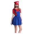 Leright Women's Halloween Costume Mario Adult Cosplay Costume, Red, M(US Size S)