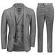 Mens Jax Herringbone 3 Piece Suit Retro 1920s Grey Brown Tweed Classic Tailored Fit [SUIT-JAX-GREY-42]