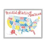 Stupell Industries United States Of America Typography Map Primary Tones Wall Plaque Art By Jace Grey Wood in Brown | 16 H x 20 W x 1.5 D in | Wayfair