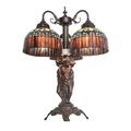 Meyda Lighting 23" Mahogany Bronze Arched Table Lamp Glass/Metal in Brown/White | 23 H x 18 W x 18 D in | Wayfair 245481