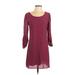 Speechless Casual Dress - Shift: Burgundy Solid Dresses - Women's Size Small