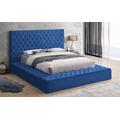 Better Home Products Cosmopolitan Velvet Upholstered Platform Queen Bed in Blue - Better Home Products Cosmo-50-Blu
