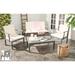 SAFAVIEH Outdoor Living Montclair Ash Grey Acacia Wood 4-piece Beige Cushion Patio Set