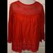Jessica Simpson Tops | Jessica Simpson Red “Kalpso” Embroidered & Laser Cut 3/4 Sleeve Top, Sz Sm | Color: Red | Size: S