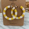 J. Crew Jewelry | Alison Lou X J.Crew Striped Beaded Hoops | Color: White/Yellow | Size: Os