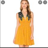 Free People Dresses | Free People Foral Yellow V Neck Dress | Color: Gold/Orange | Size: Xs