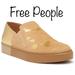 Free People Shoes | Free People Tan Varsity Calf Hair Gold Metallic Sneaker Flats Sz 38 | Color: Gold/Tan | Size: 38