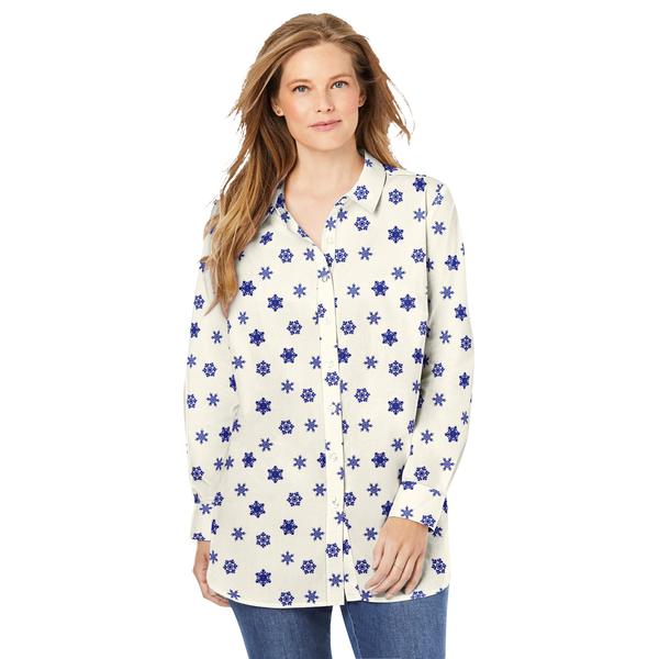 plus-size-womens-perfect-long-sleeve-button-down-shirt-by-woman-within-in-ivory-snowflakes--size-3x-/