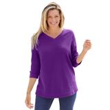 Plus Size Women's Three-Quarter Sleeve Thermal Sweatshirt by Woman Within in Radiant Purple (Size 26/28)