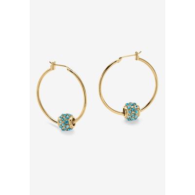 Women's Goldtone Charm Hoop Earrings (32mm) Round Simulated Birthstone by PalmBeach Jewelry in December