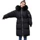 TIMEMEAN Womens Puffer Coat Long Padded Down Jacket with Fur Hood Black S