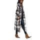 Frobukio Womens Casual Plaid Wool Blend Overcoat Button Down Long Sleeve Shirt Jacket Shackets (Black, L)