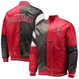 Men's Starter Red/Black Tampa Bay Buccaneers Leader Varsity Satin Full-Snap Jacket