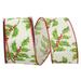 The Holiday Aisle® Glitter Holly Berry Exquisite Wired Edge Ribbon Fabric in Green/White | 2.5 H x 360 W x 2.5 D in | Wayfair