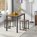 Latitude Run® 2-Person Industrial Dining Table Set Space Saving Wood/Metal in Black/Brown | 29.5 H x 24 W x 35.5 D in | Wayfair