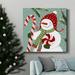 The Holiday Aisle® Peppermint Snowman II-Premium Gallery Wrapped Canvas - Ready To Hang Metal in Black/Blue/Green | 32 H x 32 W x 1 D in | Wayfair