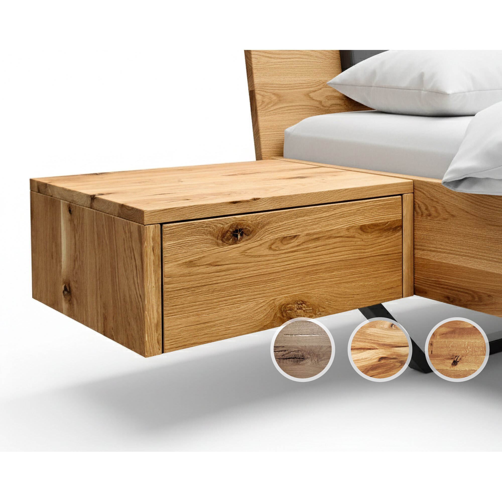 BlackWood »Dolce Vita« Massivholz Nachttisch I mit Schublade / Wildeiche natur