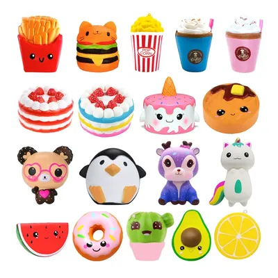 Jgreeting-Jouets Kawaii Anti-Stress pour Enfant et Bébé Popcorn Frites KrasnoSquishy Gâteau
