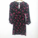 American Eagle Outfitters Dresses | American Eagle Floral Dress With Bell Sleeves | Color: Black/Red | Size: Xs