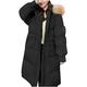 Women Full Length Padded Down Coat Parka, Ladies Long Winter Warm Thickened Padded Hooded Jacket with Detachable Fur Hood Trim