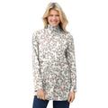 Plus Size Women's Mockneck Long-Sleeve Tunic by Woman Within in Ivory Leaf Print (Size 1X)