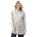 Plus Size Women's Mockneck Long-Sleeve Tunic by Woman Within in Ivory Leaf Print (Size 1X)