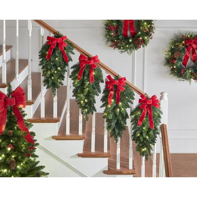 Pre-Lit Stair Swags, Set of 4 by BrylaneHome in Gr...