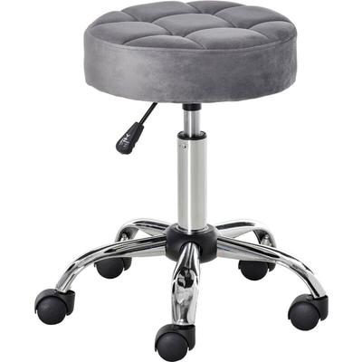 Homcom - Salonstuhl mit Rädern Rollhocker höhenverstellbar drehbar Salon Hocker Samt-Touch Image