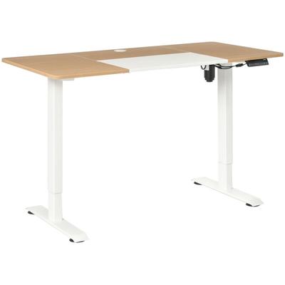 Vinsetto - Elektrischer Schreibtisch Natur Weiß 140c m x 70 cm x 116 cm - Natur+Weiß