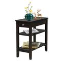 Costway Side End Table with Drawer and 2-Tier Open Storage Shelves for Space Saving-Brown