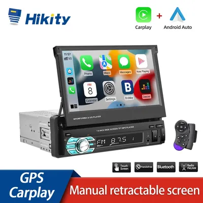 Hikity-Autoradio Android Auto Carplay Audio Stéréo Lecteur Vidéo WIFI Navigation GPS 1 Din 2