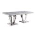 Everly Quinn Celep 79" Dining Table Marble/Granite/Metal in Gray | 30 H x 79 W x 40 D in | Wayfair D4240DF91EB143A58C6DE73F701F69EB