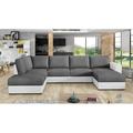 Gray Sectional - Latitude Run® Matteo Sectional Sleeper Sofa Faux Leather/Polyester | 33.46 H x 120 W x 74 D in | Wayfair