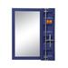 Industrial Style Metal Vanity Mirror with Recessed Door Front, Blue - 32 H x 26 W x 4 L Inches