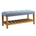 Wooden Bench, Blue & Oak - 18 H x 16 W x 40 L